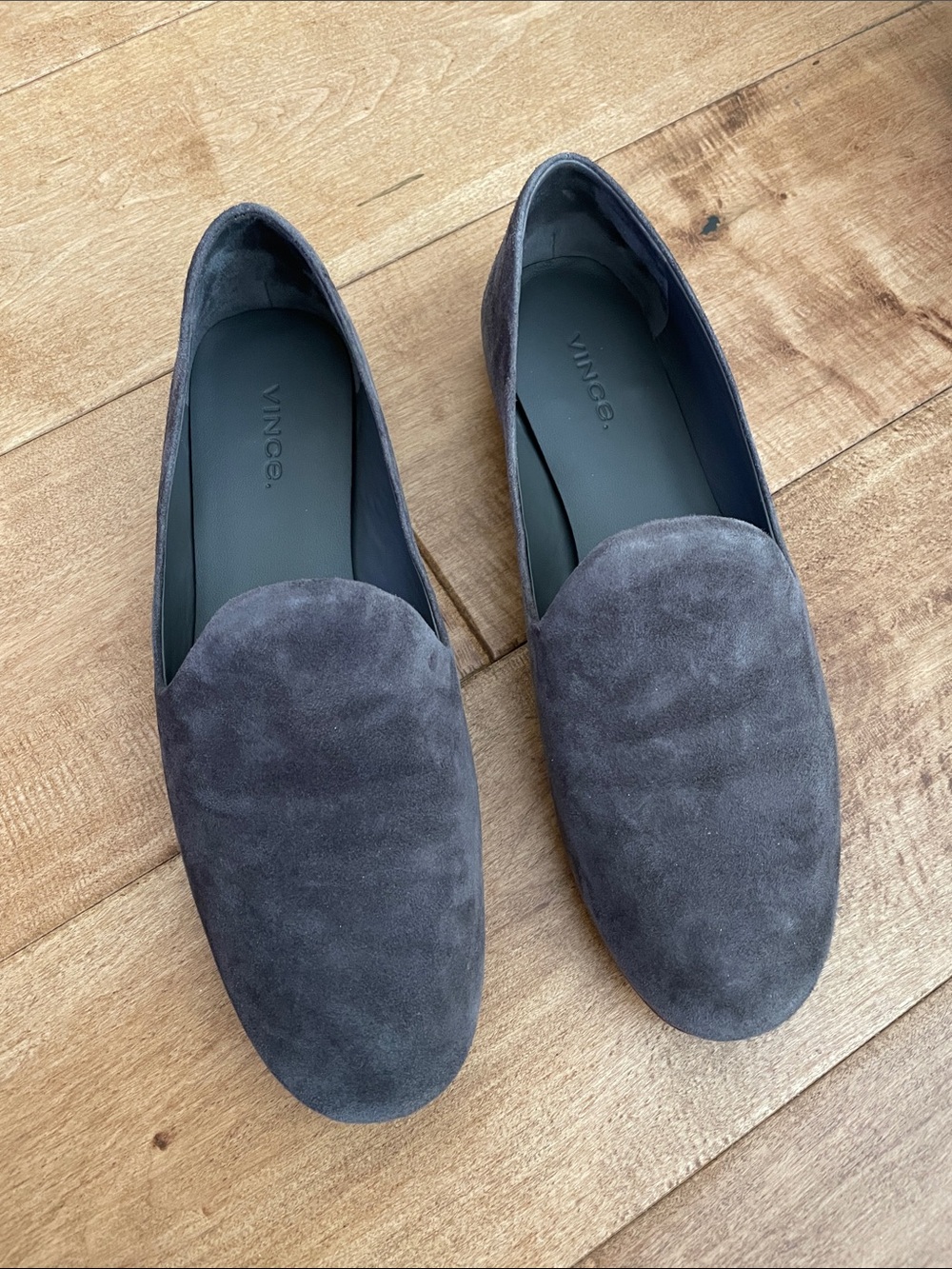 Vince Milo Gray Suede Slip-On Loafers
